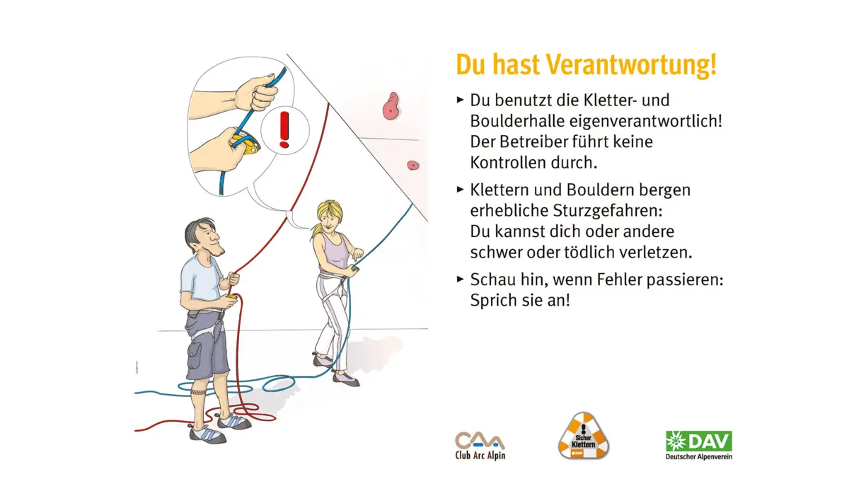 Hallenregeln für Klettern vom DAV. Regel Nummer eins: Du hast Verantwortung | © DAV